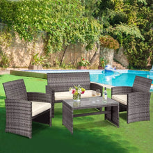 Load image into Gallery viewer, &quot;Outdoor Wicker Sofa Set with Soft Cushions &amp; Glass Coffee Table – Garden Comfort