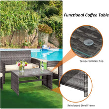 Load image into Gallery viewer, &quot;Outdoor Wicker Sofa Set with Soft Cushions &amp; Glass Coffee Table – Garden Comfort