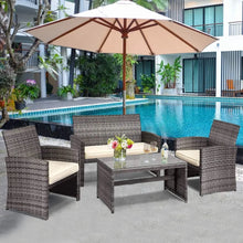 Load image into Gallery viewer, &quot;Outdoor Wicker Sofa Set with Soft Cushions &amp; Glass Coffee Table – Garden Comfort