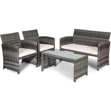 Load image into Gallery viewer, &quot;Outdoor Wicker Sofa Set with Soft Cushions &amp; Glass Coffee Table – Garden Comfort