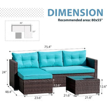 Load image into Gallery viewer, Wicker Furniture Sofa Set - Outdoor Garden Sofas, Tempered Glass Coffee Table