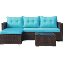 Load image into Gallery viewer, Wicker Furniture Sofa Set - Outdoor Garden Sofas, Tempered Glass Coffee Table