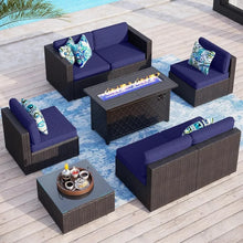 Load image into Gallery viewer, Outdoor Garden Sofa Set, 8-Piece with Table and Propane Fire Pit