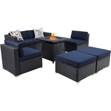 Load image into Gallery viewer, Outdoor Garden Sofa Set, 8-Piece with Table and Propane Fire Pit