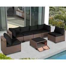 Load image into Gallery viewer, All-Weather 7-Piece Wicker Patio Sofa Set | Thickened Cushions, Glass Table