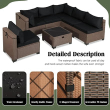 Load image into Gallery viewer, All-Weather 7-Piece Wicker Patio Sofa Set | Thickened Cushions, Glass Table