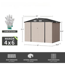 Load image into Gallery viewer, Outdoor Metal Storage Shed, 6.4&#39; x 4&#39;, Brown - For Garbage, Tools, Garden, Bike