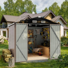 Load image into Gallery viewer, Outdoor Metal Storage Shed, 6.4&#39; x 4&#39;, Brown - For Garbage, Tools, Garden, Bike