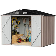 Load image into Gallery viewer, Outdoor Metal Storage Shed, 6.4&#39; x 4&#39;, Brown - For Garbage, Tools, Garden, Bike