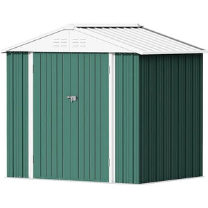 "Secure 6x8 FT Metal Garden Shed – Lockable, Anti-Corrosion, Durable Outdoor Storage