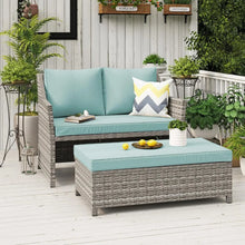 Load image into Gallery viewer, &quot;2-Piece Outdoor Wicker Furniture Set: Rattan Love Seat &amp; Coffee Table for Patio