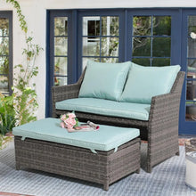 Load image into Gallery viewer, &quot;2-Piece Outdoor Wicker Furniture Set: Rattan Love Seat &amp; Coffee Table for Patio