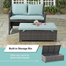 Load image into Gallery viewer, &quot;2-Piece Outdoor Wicker Furniture Set: Rattan Love Seat &amp; Coffee Table for Patio