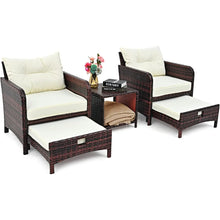 Load image into Gallery viewer, &quot;Outdoor Rattan Table &amp; Chairs Set with Ottomans – Patio Conversation Furniture