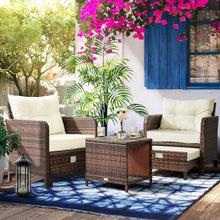 Load image into Gallery viewer, &quot;Outdoor Rattan Table &amp; Chairs Set with Ottomans – Patio Conversation Furniture