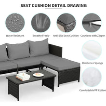 Load image into Gallery viewer, &quot;Outdoor Wicker Table &amp; Chairs Set, Rattan Sectional Sofa with Cushions, Patio Furniture