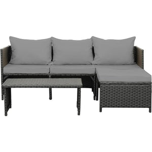 "Outdoor Wicker Table & Chairs Set, Rattan Sectional Sofa with Cushions, Patio Furniture