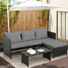 Load image into Gallery viewer, &quot;Outdoor Wicker Table &amp; Chairs Set, Rattan Sectional Sofa with Cushions, Patio Furniture