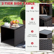 Load image into Gallery viewer, &quot;Outdoor Wicker Table &amp; Chairs Set with Cushions, Coffee Table &amp; Ottomans