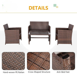 "Outdoor Wicker Sofa Set with Cushions & Coffee Table – Stylish Rattan Garden Furniture