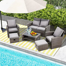 Load image into Gallery viewer, &quot;Outdoor Rattan Table &amp; Chairs Set with Ottoman &amp; Storage - Garden &amp; Porch Ready