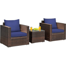 Load image into Gallery viewer, &quot;Outdoor Rattan Sofa Set: Washable Cushions &amp; Tempered Glass Tabletop, 4-Piece