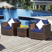 Load image into Gallery viewer, &quot;Outdoor Rattan Sofa Set: Washable Cushions &amp; Tempered Glass Tabletop, 4-Piece