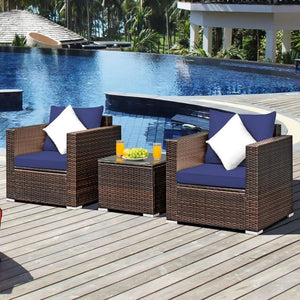 "Outdoor Rattan Sofa Set: Washable Cushions & Tempered Glass Tabletop, 4-Piece