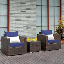 Load image into Gallery viewer, &quot;Outdoor Rattan Sofa Set: Washable Cushions &amp; Tempered Glass Tabletop, 4-Piece