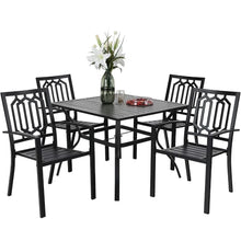 Load image into Gallery viewer, &quot;5-Piece Metal Patio Dining Set - Outdoor Garden Furniture Table &amp; Chairs