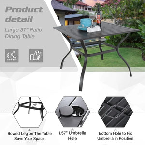 "5-Piece Outdoor Dining Set - Metal Patio Table & Chairs, Garden Furniture