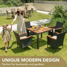 Load image into Gallery viewer, &quot;Outdoor Dining Table &amp; Chairs Set - Acacia Wood Top, Rattan Patio Furniture