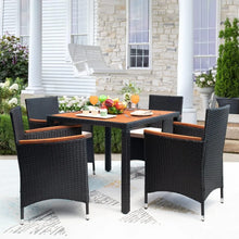 Load image into Gallery viewer, &quot;Outdoor Dining Table &amp; Chairs Set - Acacia Wood Top, Rattan Patio Furniture