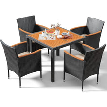 Load image into Gallery viewer, &quot;Outdoor Dining Table &amp; Chairs Set - Acacia Wood Top, Rattan Patio Furniture