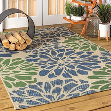 Load image into Gallery viewer, Modern Floral Weave Indoor/Outdoor Rug - Textured, Easy Cleaning, Non-Shedding