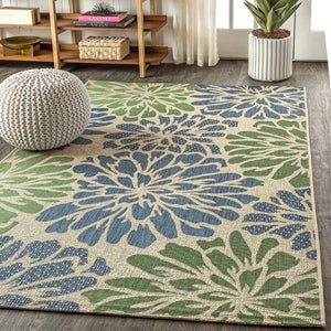 Modern Floral Weave Indoor/Outdoor Rug - Textured, Easy Cleaning, Non-Shedding