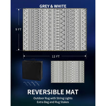 Load image into Gallery viewer, &quot;Large Reversible Outdoor Mat for Patio &amp; RV – LED Strip Lights, Waterproof Plastic Straw Rug