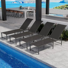 Load image into Gallery viewer, Outdoor Beach Chair - Set of 4 Aluminum Patio Reclining Chaise Lounge Chairs