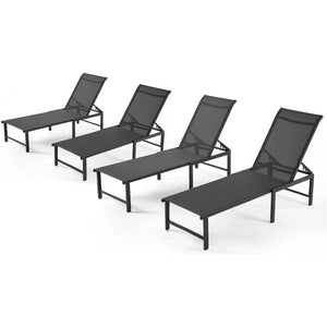 Outdoor Beach Chair - Set of 4 Aluminum Patio Reclining Chaise Lounge Chairs