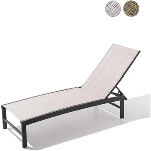 "Rustproof Aluminum Patio Recliner Chaise Lounge Chair w/ Adjustable Backrest