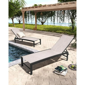 "Rustproof Aluminum Patio Recliner Chaise Lounge Chair w/ Adjustable Backrest