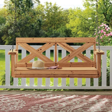 Load image into Gallery viewer, Outdoor Cedar Porch Swing - Farmhouse Style, Water Resistant 2-Person Seating