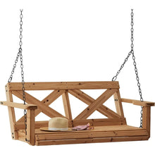 Load image into Gallery viewer, Outdoor Cedar Porch Swing - Farmhouse Style, Water Resistant 2-Person Seating