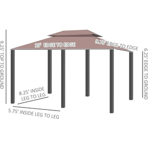 Outdoor Gazebo Canopy Tent - 10x13 FT Steel Frame, Vented Roof, Curtains, Garden