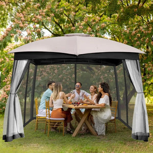 Waterproof 10x10 Canopy Tent w/ Screen | Outdoor Gazebo, Heavy Duty Steel