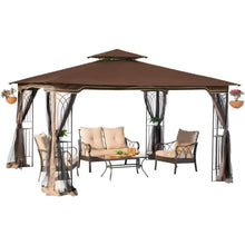 Load image into Gallery viewer, 10x12 Outdoor Gazebo with Mosquito Netting - Plant Rings, Corner Shelves, Ground Stakes