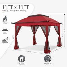 Load image into Gallery viewer, Outdoor Garden Tent - 11x11&#39; Pop-Up Gazebo w/ Mosquito Net, Canopy Shelter