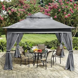 Outdoor Pop Up Gazebo w/ Mesh Walls - 13'x13' Patio Tent for Gardens & Events