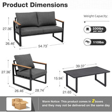 Load image into Gallery viewer, 4-Piece Outdoor Patio Furniture Set - Table, Sofa, 2 Chairs w/Washable Cushions