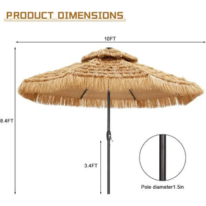 Hawaiian Style 9 FT Patio Umbrella with 32 LED Lights, Perfect for Beach